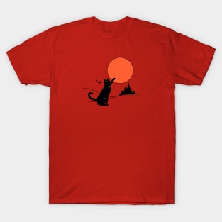 Cool Sun Black Cat in orange T-Shirt